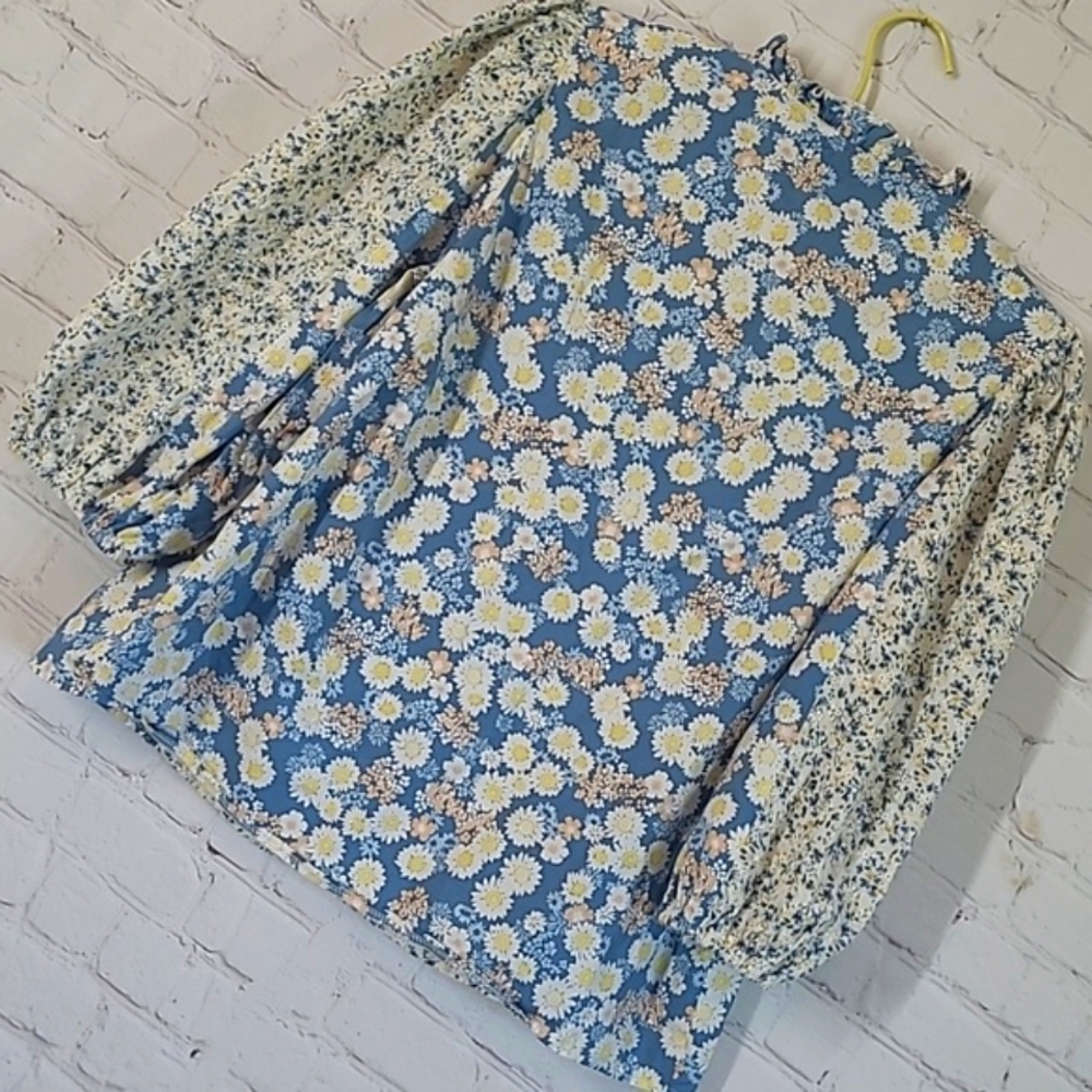 Anthropologie Solitaire Laura Peasant Floral Daisy Cottagecore Top Blouse Sz S - Picture 12 of 16